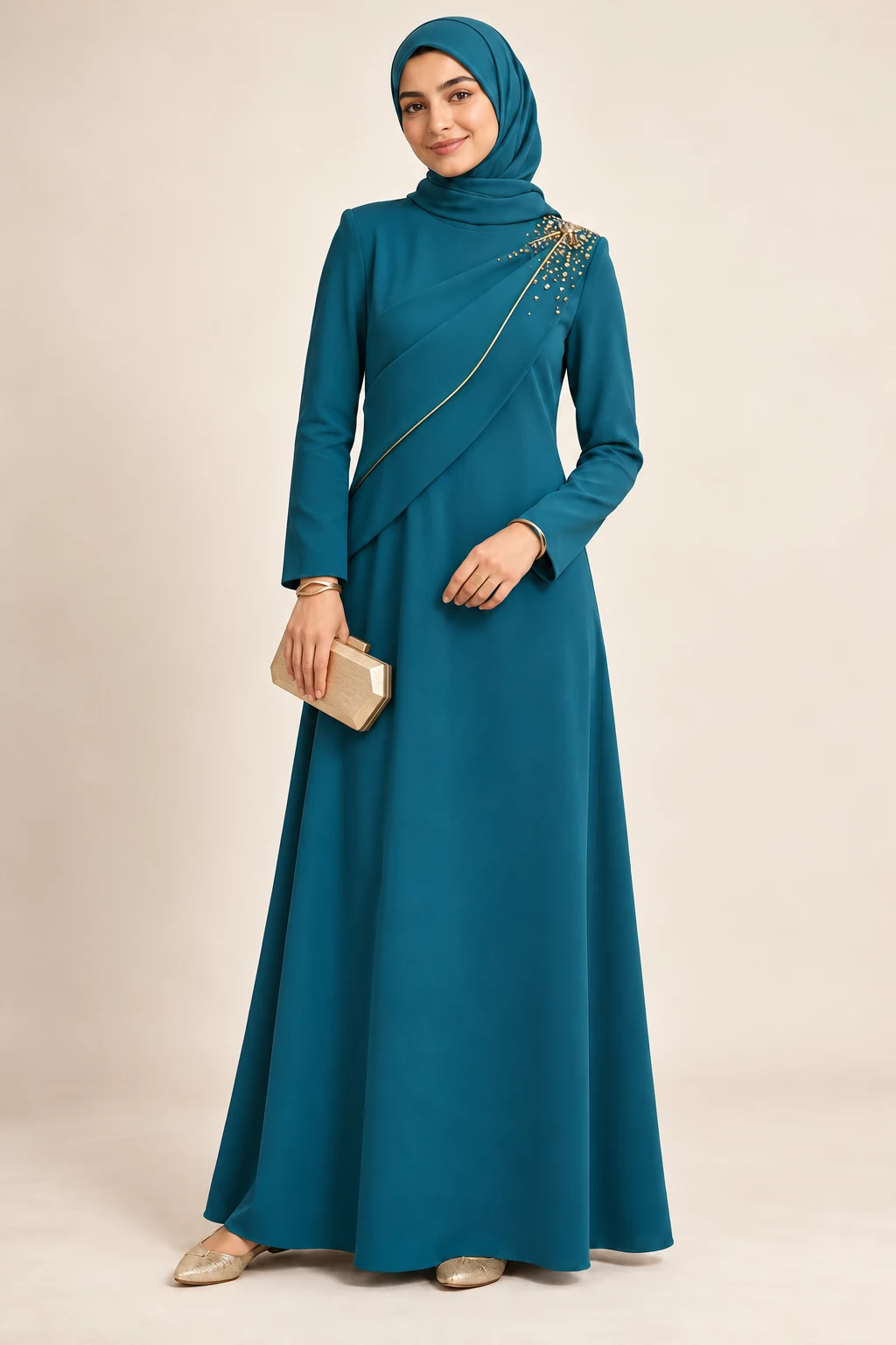 Teal Prism teen occasion dress with accessories
